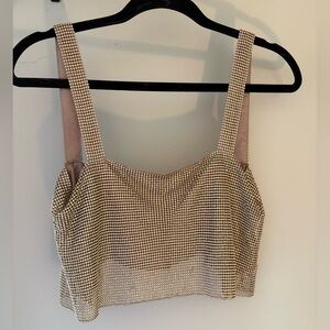 SNDYS Audrina Top Gold Metal Crop Top